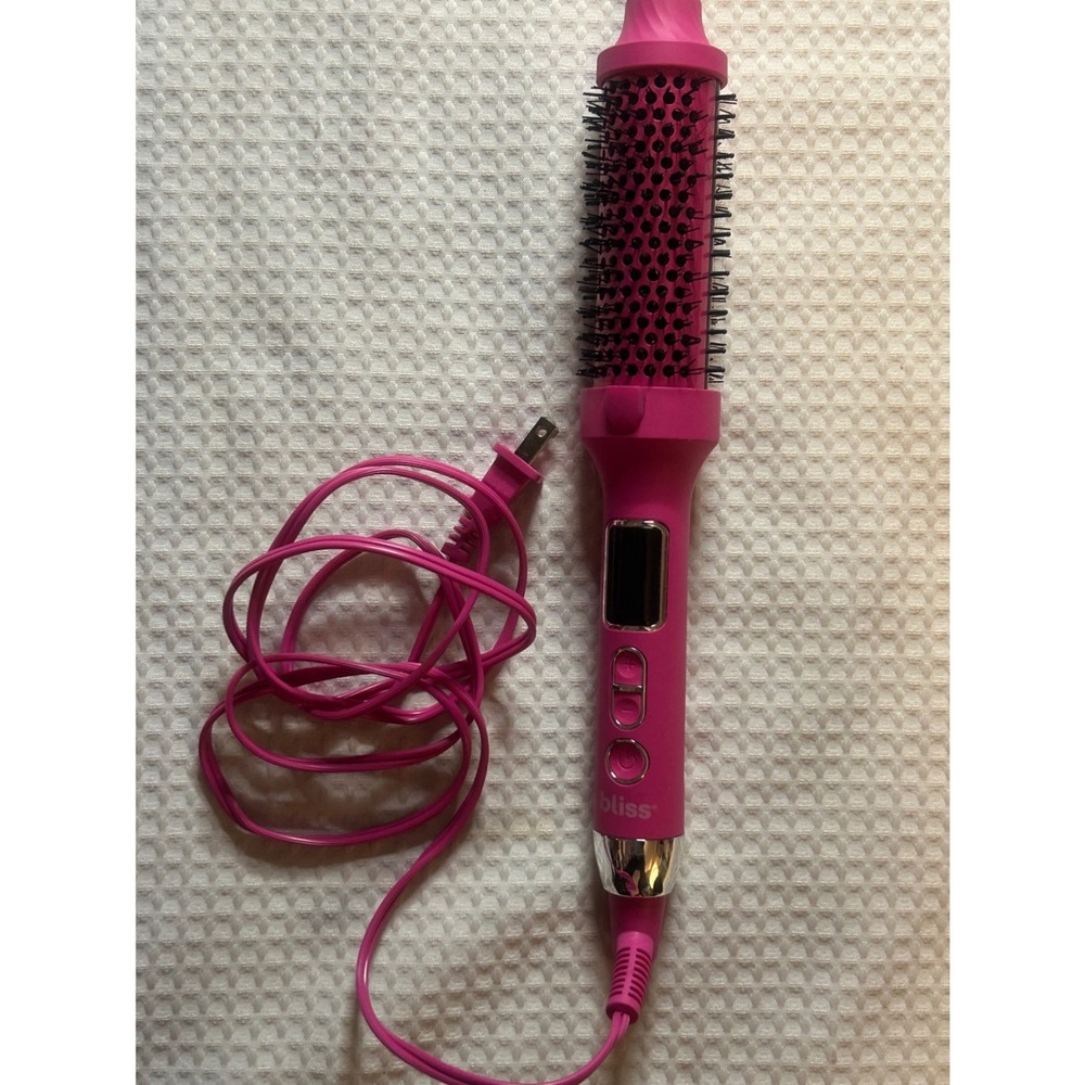 Bliss Hot Air Styling Brush Pink Heated Round Brush Digital Display Swivel Cord